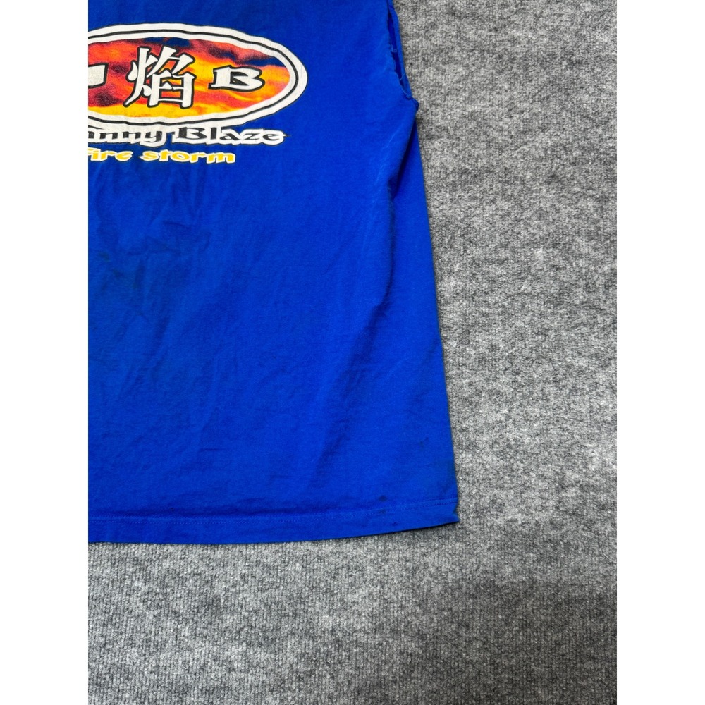 Vintage Johnny Blaze Fire Storm Sleeveless T-Shirt Blue XXL Graphic 90s Hip Hop - Picture 11 of 11
